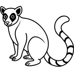 Elegant Lemur in Single Line Vector Design