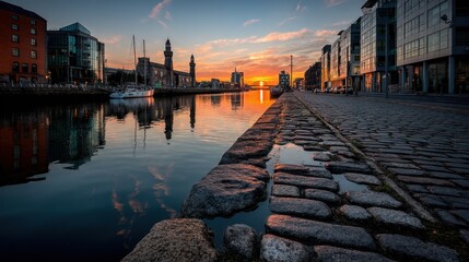 Fototapeta premium Sunset Quay: Urban Serenity
