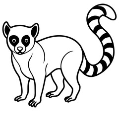 Elegant Lemur in Single Line Vector Design