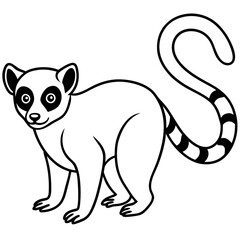 Elegant Lemur in Single Line Vector Design