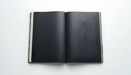 Open Book Display with Dark Blank Pages on a White Background