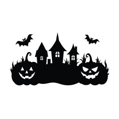 halloween pumpkin and house