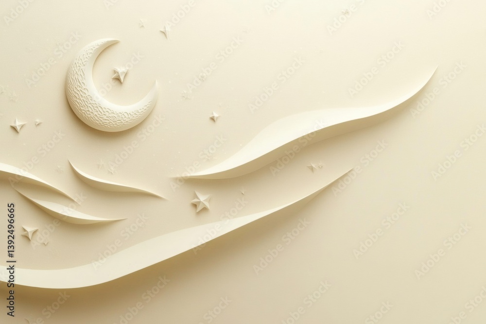 Aufkleber Creative design featuring a creamy background with stars and a moon, perfect for adding personalized text or messages