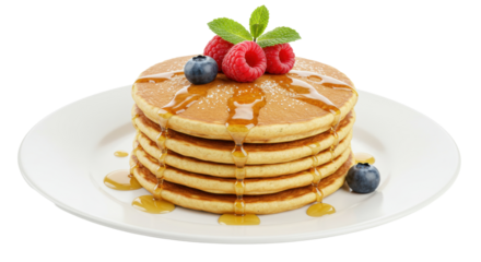Isolated Stack of Pancakes with Berries