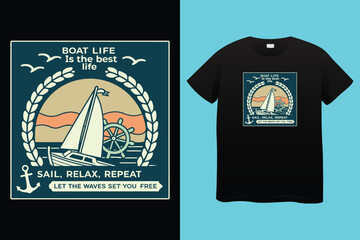 Nautical theme vector graphic, for t-shirt prints and other uses.