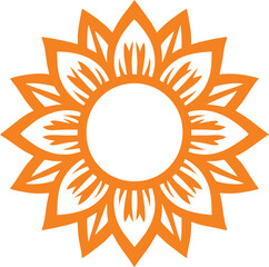 Simple Orange Sunflower Outlines, This design features a clean, minimalist outline of a sunflower with vibrant orange petals. The petals are sharp and angular, creating a bold and modern look