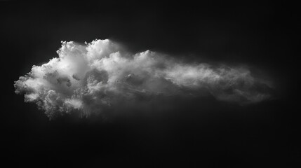 Dramatic, billowing cloud formation against a dark, undefined background. High contrast and textured, evoking a sense of power and atmosphere