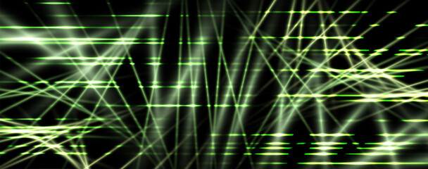 Speed rays, light neon flow, noise effect, green glow speed lines, colorful light trails. Glitch screen bg. Abstract futuristic background, vector illustration.