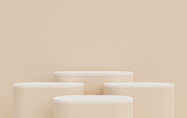 Beige podium, beige background for product promotion, beauty, fashion, 3d illustration