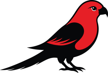 Fototapeta premium Beautiful bird crimson rosella bird silhouette black vector illustration