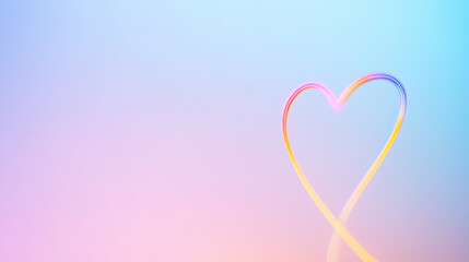 delicate golden line forms heart against soft gradient background, blending subtle rainbow hues. image evokes feelings of love and serenity