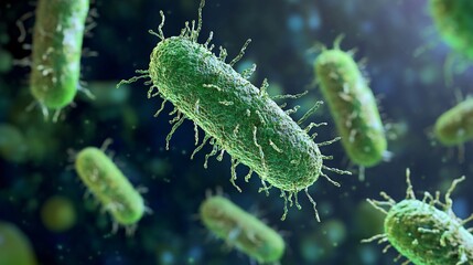 Naklejka premium Bacterial Infection: Microscopic View of Harmful Bacteria and Viruses, Science and Medicine Concept for Health and Disease Research