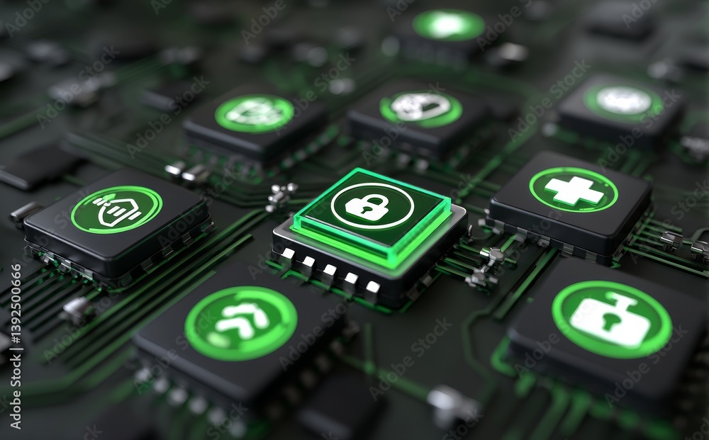Poster abstract tech images that block internet network access and prevent cyber attacks