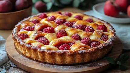 フルーツを使った焼きたてのパイ