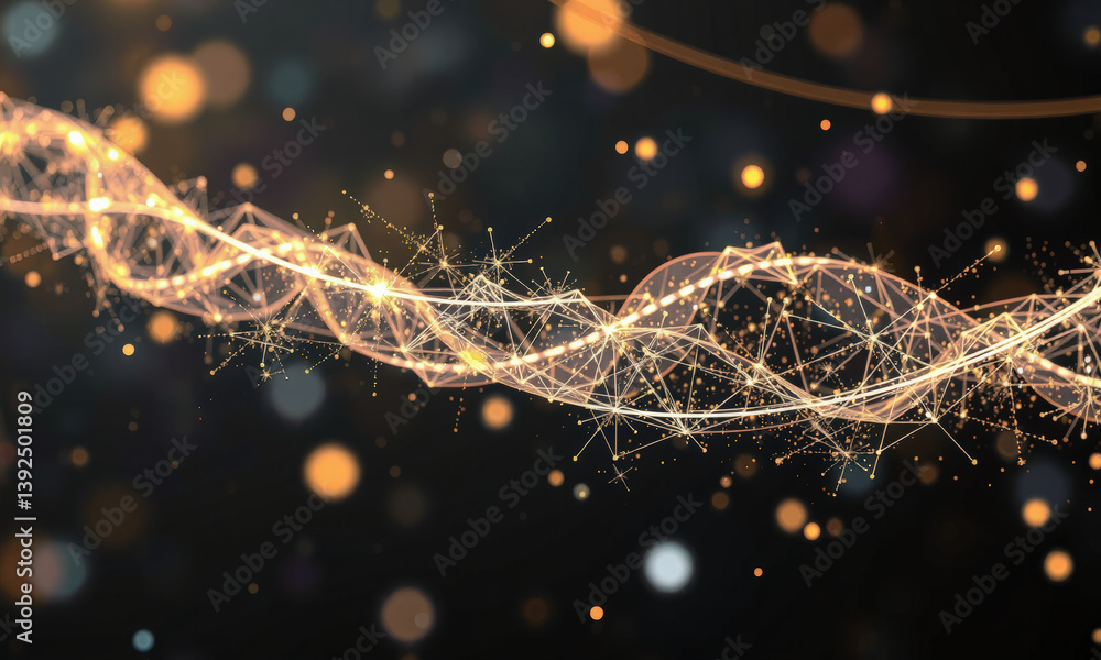 Poster mesmerizing abstract representation of light waves and particles, showcasing intricate patterns and 