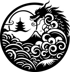 sketch vector illustration design image icon logo symbol abstract modern animal mythology ethnic traditional vintage classic chinese  