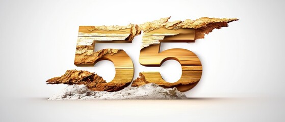 Artistic representation of number 55 abstract design digital art minimalist environment front view creative concept