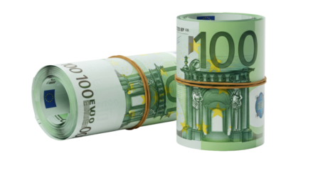 Isolated Rolled Euro Banknotes