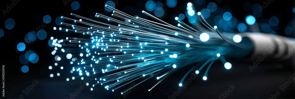 Wall mural a blue tech background adorned with luminous particles and vertical bar lines yields a sophisticated