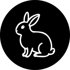 Stylized bunny silhouette on black background, minimalist animal design element