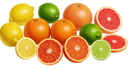 Isolated Assorted Citrus Fruits, Vibrant and Fresh