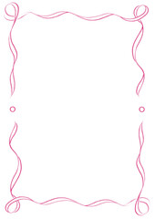 Pink & White Wavy Ribbon Frame with Dots, wedding menu invitation border, hand drawn baby shower, a4 a5 a6 birthday valentines party, clown funfair style, bachelorette bachelor vintage retro