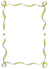 Yellow & Black Wavy Ribbon Frame with Dots, wedding menu invitation border, hand drawn baby shower decoration, a4 birthday pastel party, clown funfair style, bachelorette bachelor vintage retro