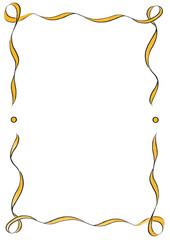 Orange & Black Wavy Ribbon Frame with Dots, wedding menu invitation border, hand drawn baby shower decoration, a4 birthday pastel party, clown funfair style, bachelorette bachelor vintage retro