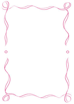 Pink & White Wavy Ribbon Frame with Dots, wedding menu invitation border, hand drawn baby shower, a4 a5 a6 birthday valentines party, clown funfair style, bachelorette bachelor vintage retro