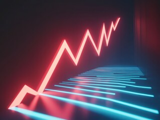 Naklejka premium Abstract Neon Line Chart Representing Data Trend and Growth