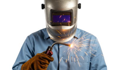 Isolated Welder at Work, Metal Fabrication
