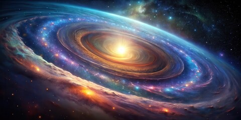 Intricate Celestial Vortex with Radiating Lines and Swirling Colors, space