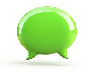 Bright Green Speech Bubble Icon on White Background for Communication