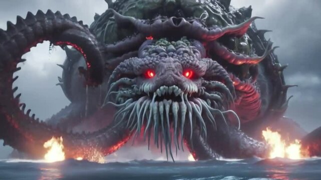 A colossal demonic kraken rises, ai generative