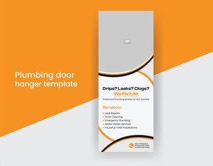 Plumber door hanger template with home repair handyman service door hanger design layout