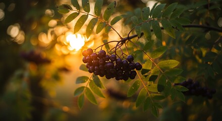 Golden Hour Berries: A Sunset Serenade AI Generated