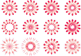 Radial Pattern Vector Set Color
