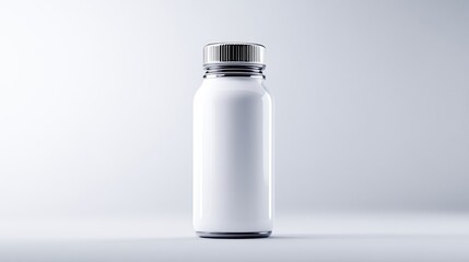 Blank white bottle on plain background