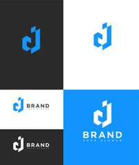 Modern Blue CJ Interlocking Logo Design Brand Variations