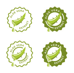 green stamp, label, logo, emblem, badge of aloe vera extract. skincare, cosmetic, beauty product, beauty care. 