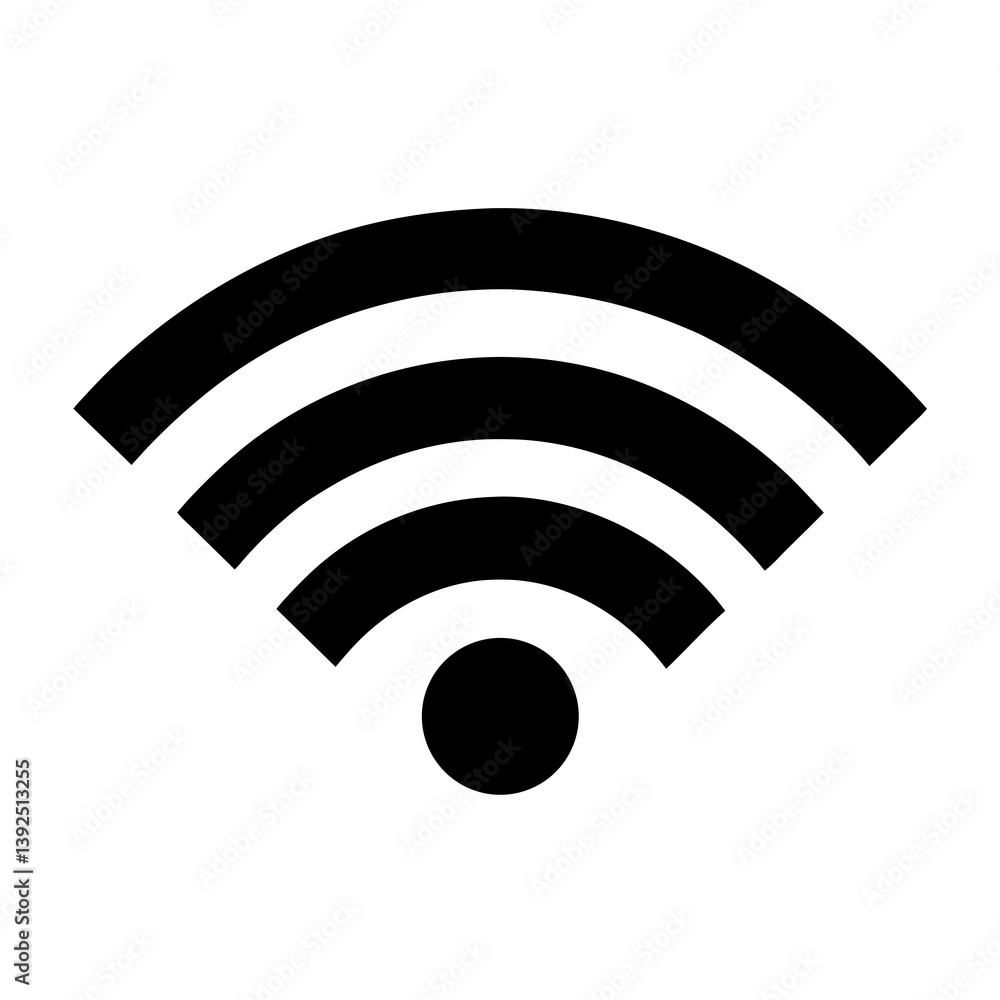 Poster simple black wireless network icon with three arcs and circle for connection