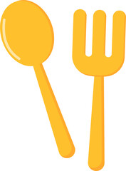 Sunny Yellow Spoon and Fork Utensil Set, Cartoon Style