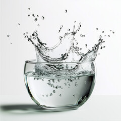 A stunning splash of water captured in a glass bowl, showcasing the beauty of liquid motion.