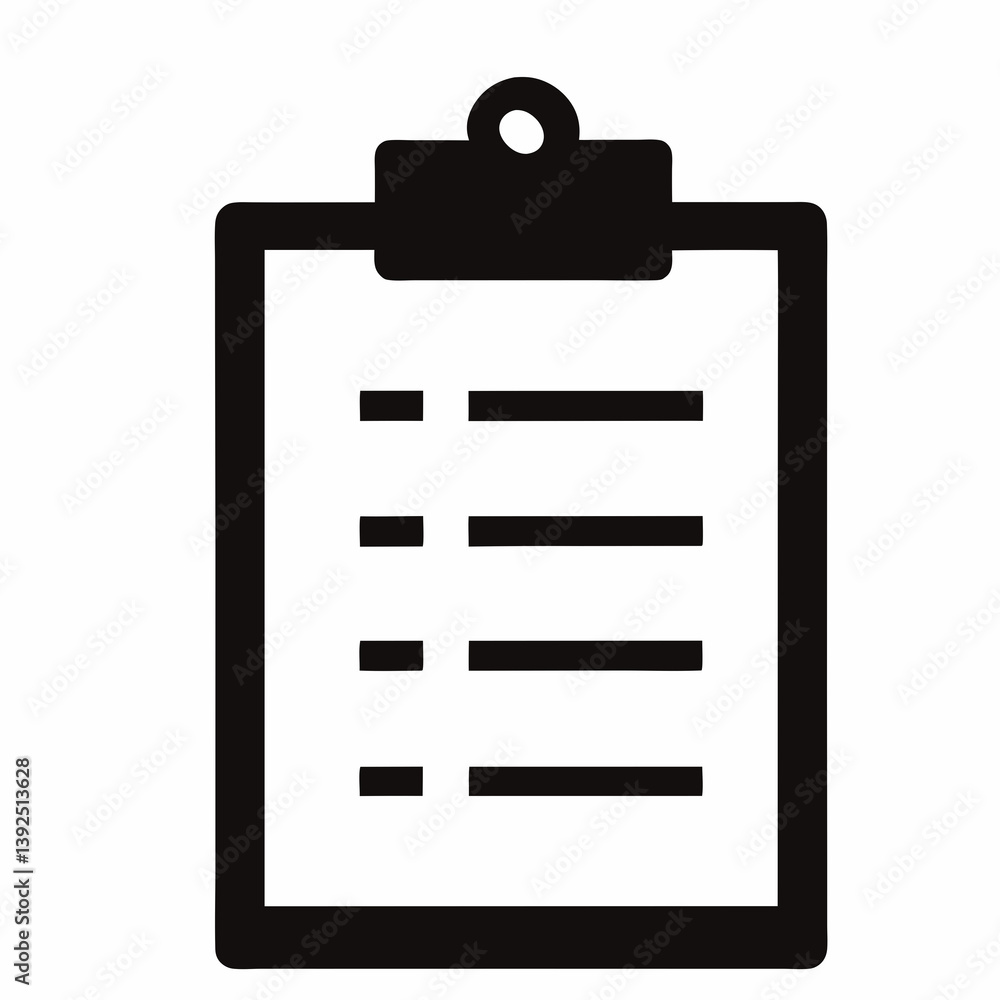 Poster black and white clipboard document checklist icon for project management simple design