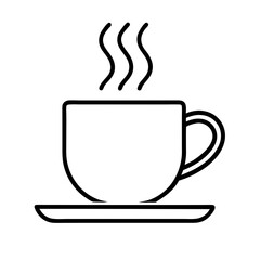Hot Coffee Cup Icon Simple Minimalist Line Art Illustration Isolated