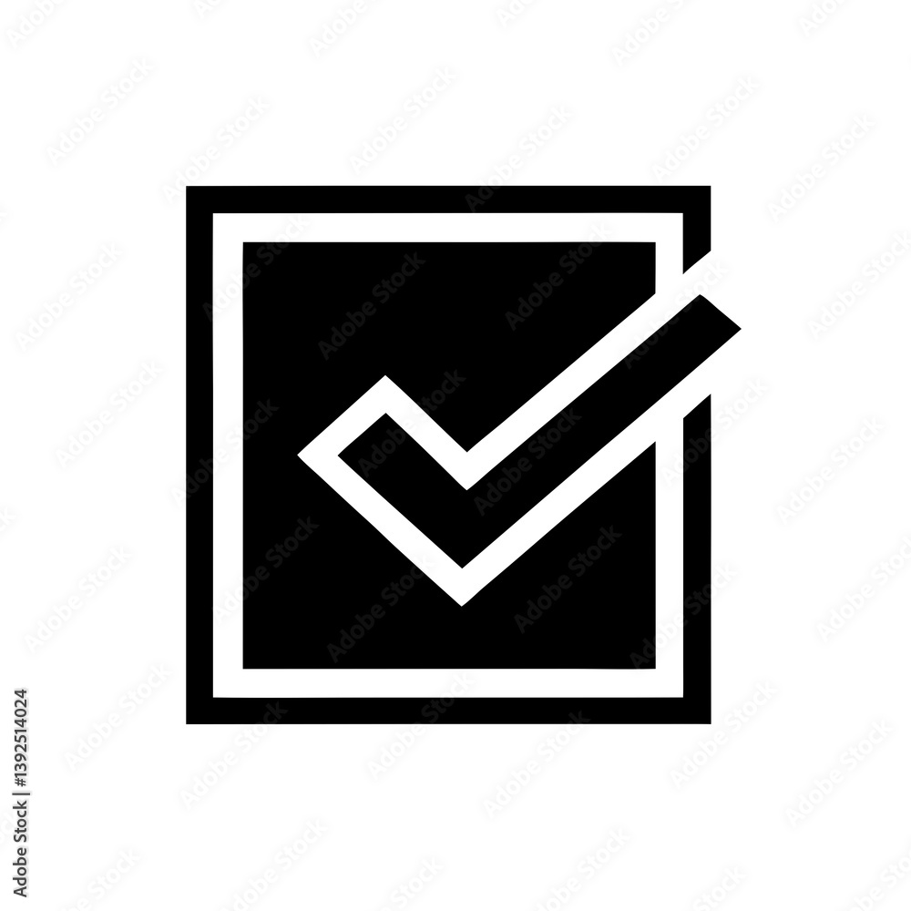 Poster black and white check mark box symbol for ui and ux design projects