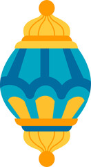 Teal and Gold Ornate Hanging Lantern, Festive Geometric Design