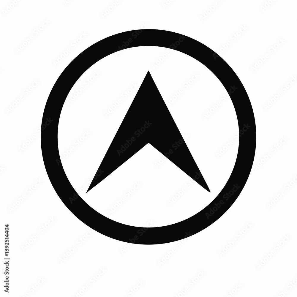 Poster black arrow pointing up within circle a minimalist vector illustration