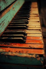 Worn piano keys in a forgotten location