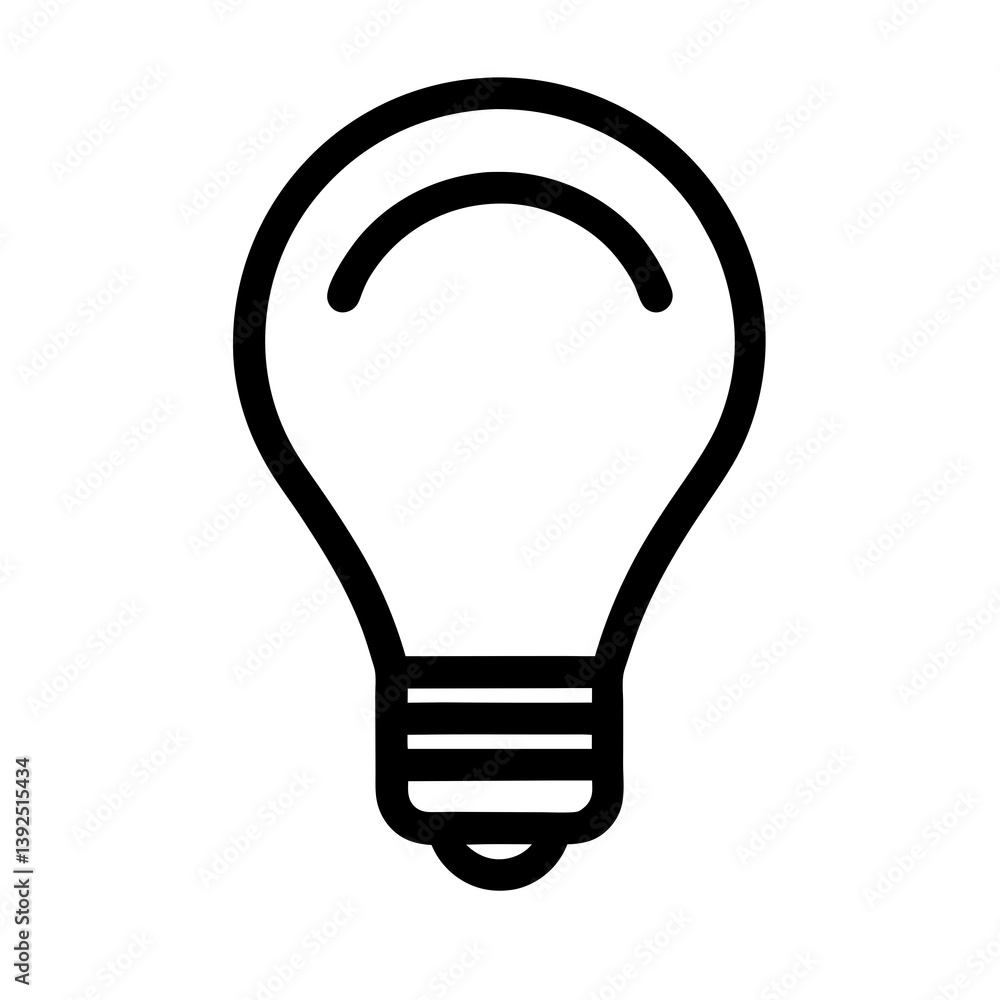 Poster simple black outline light bulb vector icon symbol for web design